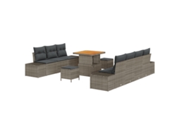 Conjunto 10 Sofá De Jardim Vidaxl Cinzento Vime Pe (294 X 62 X 85 Cm)