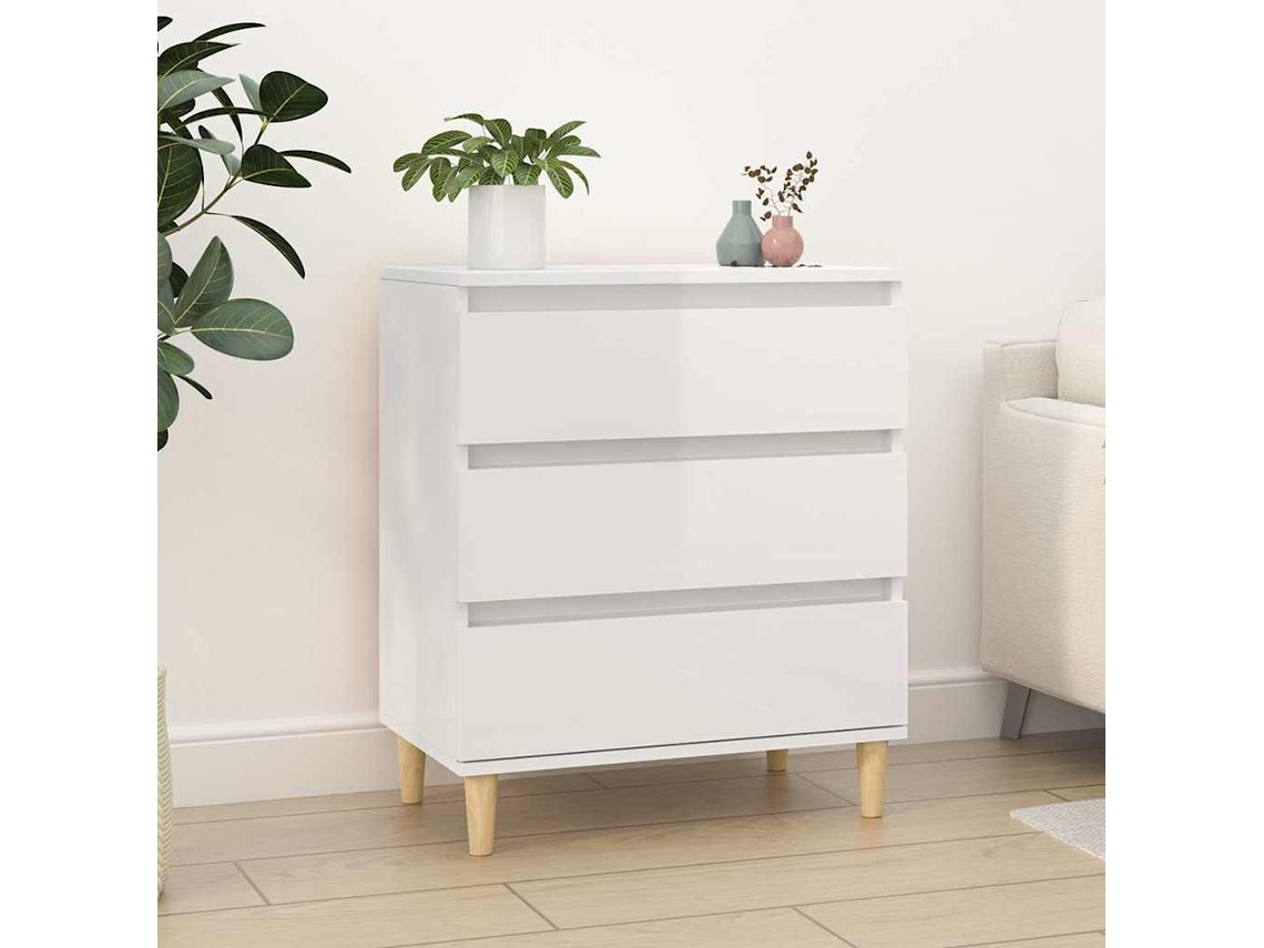 Vidaxl Aparador 60x35x70 Cm Derivados De Madeira Branco Brilhante