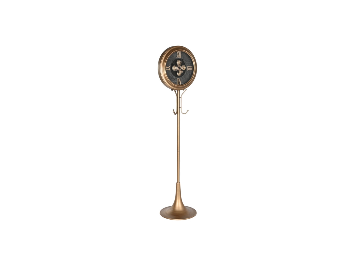 Relógio de Chão em Metal com Cristal e Cabide Dourado, 45x40x178cm ALEXANDRA HOUSE LIVING
