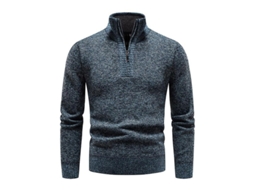 2026 jersey Hombre Cuello Mock Con Cremallera Manga Larga Tejido Slim Fit Casual Suéter para Invierno
