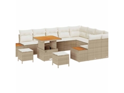 Conjunto 12 De Sofá De Jardim Vidaxl Bege Rattan Sintético