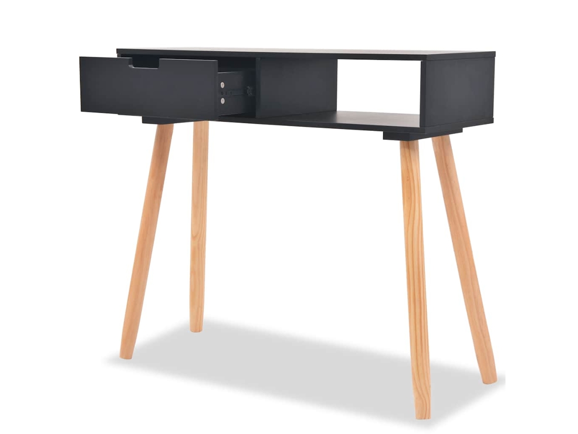 Mesa Consola de Pinho Maciço 80x30x72 Cm Preto MAISON EXCLUSIVE