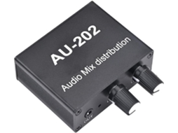 Mixer Estéreo Au 202 com 2 Entradas e Saídas, Distribuidor de Áudio para Amplificador de Fones de Ouvido. SFUSHOS