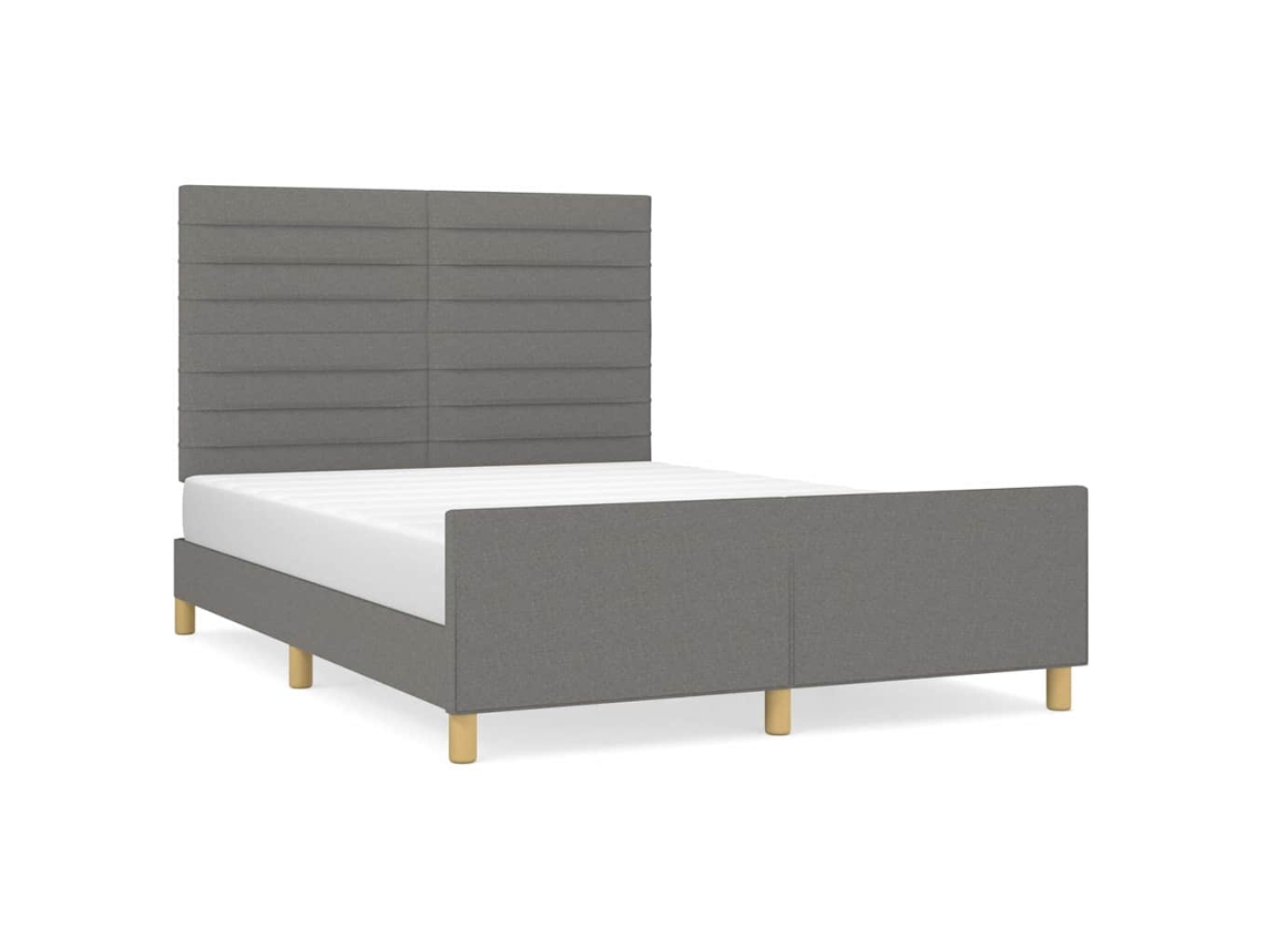 Bed Frame With Headboard, Bed Frames With Headboards Vidaxl Cinzeto Tecido (140 X 190 Cm)