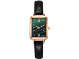 Relógio de Pulso Feminino Retangular Vintage Simples Estilo Elegante de Aço Inoxidável Verde