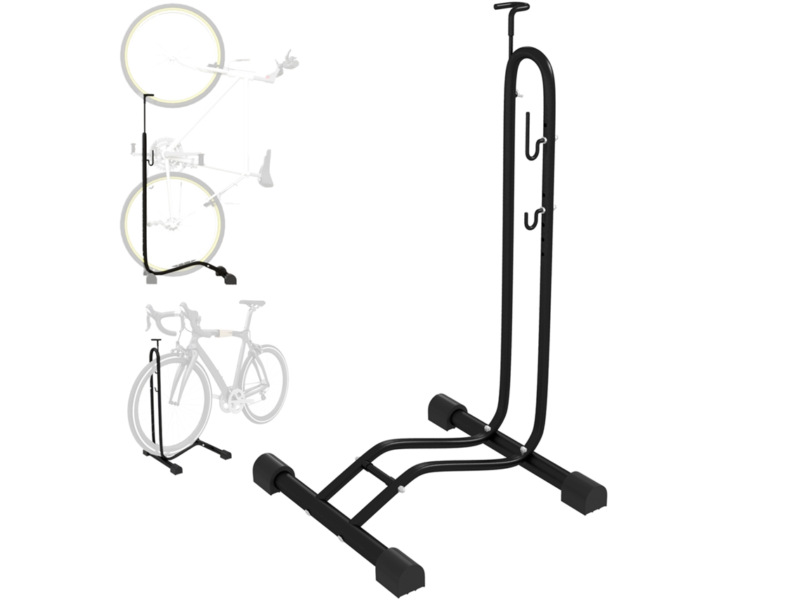 Suporte Bicicletas Vertical Horizontal Ganchos Ajustáveis Para 24‑29 Polegadas E 700c, Para Garagem, Preto