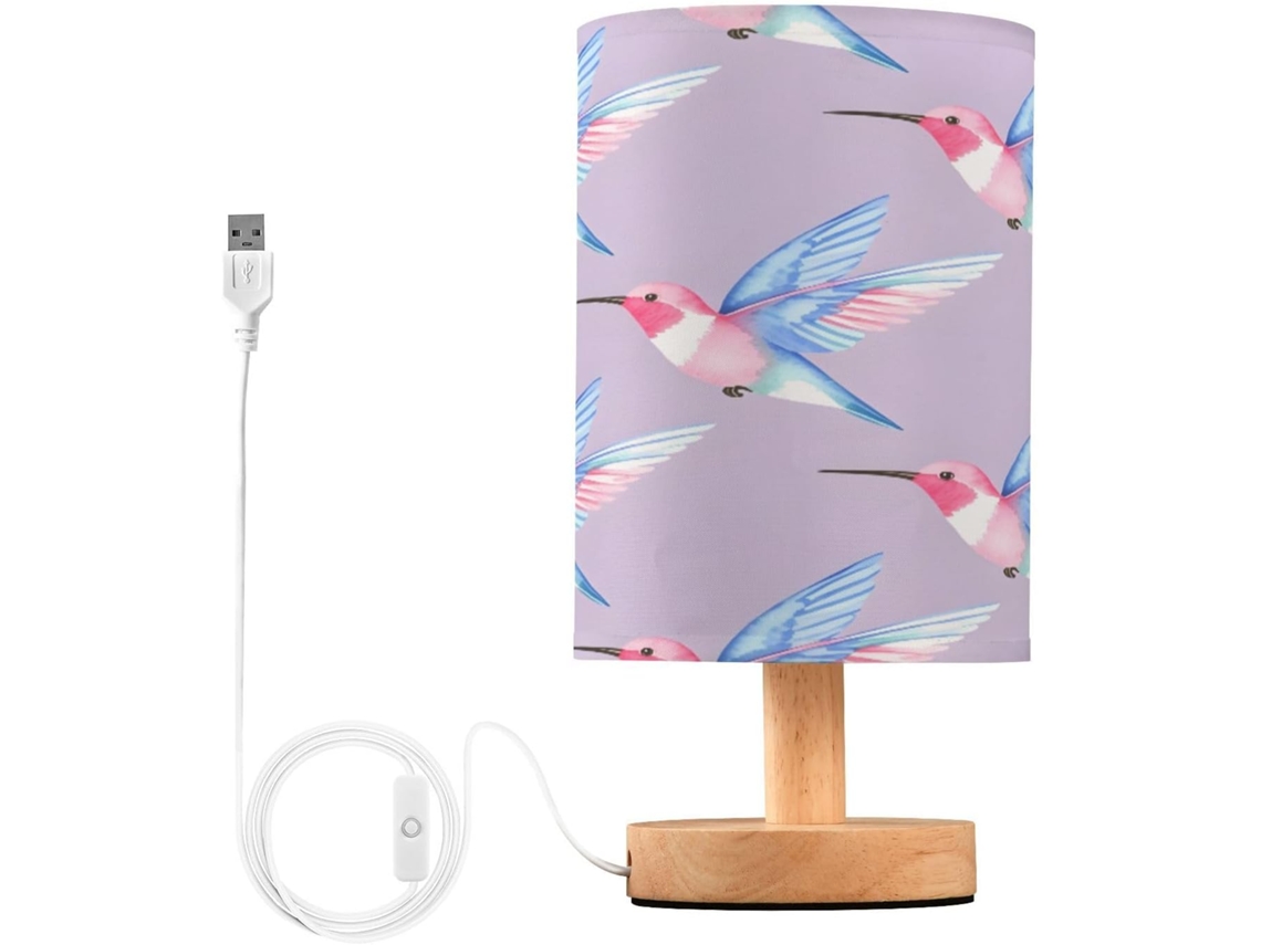 Abajur De Cabeceira Em Beija Flor Formato Para Quarto, Con Portas de Carregegamento USB C, Luminária De Mesa Cabeceira