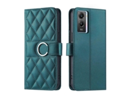Capa De Celular De Couro Com Fivela De Anel E Losangos