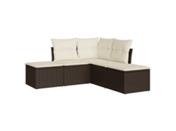 Conjunto de 5 Sofás para Jardim com Almofadões Vime Pe Castanho MAISON EXCLUSIVE (5 pcs)