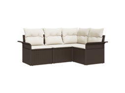 Conjunto 4 Conjunto De Sofá De Jardim Vidaxl Castanho Vime Pe (187,5 X 132,5 X 85cm)