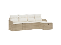 Conjunto 5 Móveis De Jardim Vidaxl Cinzento Vime Pe (231 X 117 X 85 Cm)