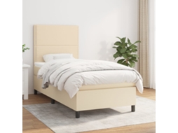 Vidaxl Cama Com Molas/colchão 90x200 Cm Tecido Cor Crème