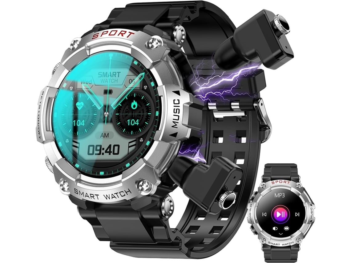Smart Watch com Fones de Ouvido Telefones Ios e Android Tela Sensível Ao Toque Redonda de 1 52 Polegadas Rastreador de Fitness Atender/Fazer NISSGU