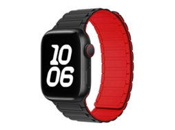 Pulseira Magnética de Silicone HALINUI para Apple Watch Series 1 11/ultra (42 49 Mm) com design esportivo respirável, vermelho preto