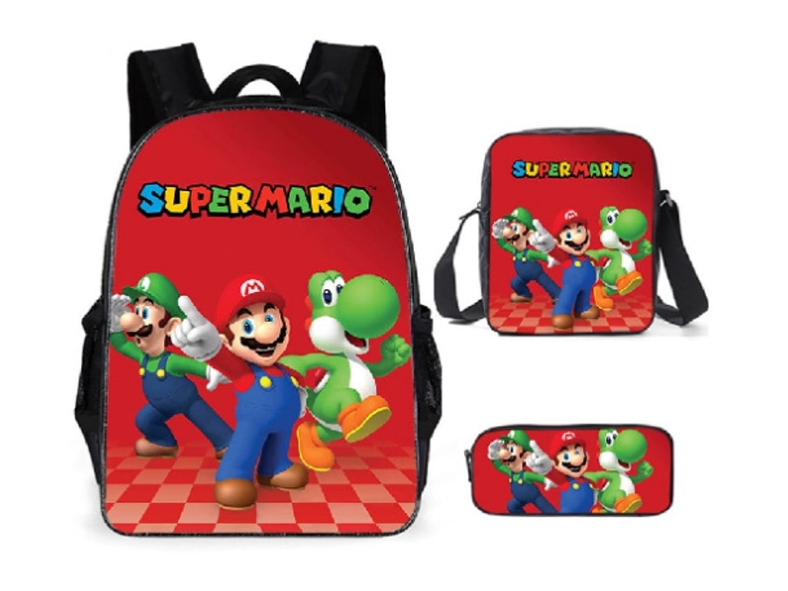 Conjunto De Três Peças De Mochila De Estudante  Mario26*