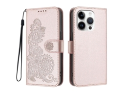 Capa De Celular Com Estampa De Mandala E Flor De Couro Para Iphone 16 Pro Com Alça