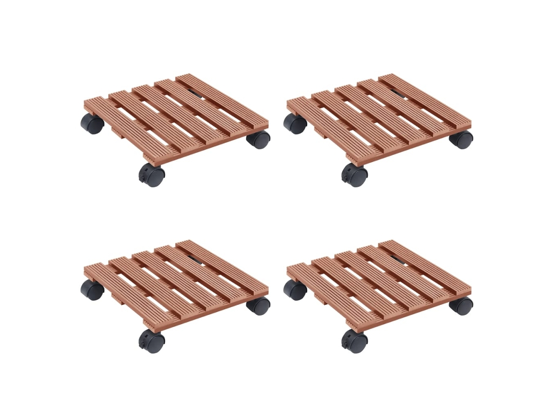Vidaxl Carrinhos Para Vasos De Plantas 4 Pcs 30x30x7,5 Cm Wpc Castanho