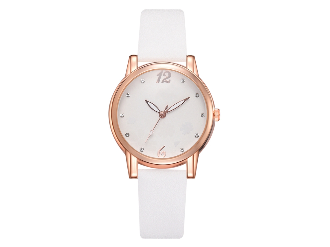Relógio Feminino de Pulso Analógico de Quartzo com Mostrador Redondo Estilo Fashion Branco
