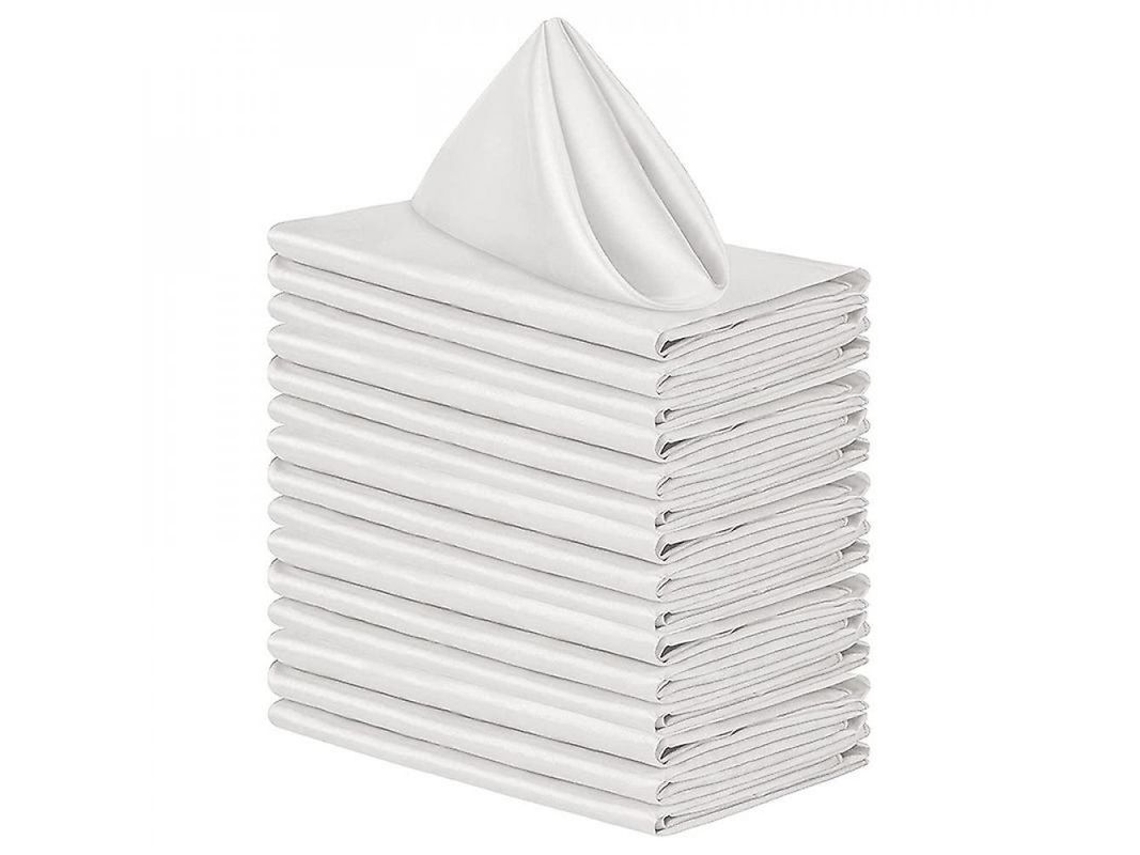 2026 12 Servilletas de Mesa de Tela Blanca 30x30cm Mezcla de Algodón Lavable Reutilizable para Cocina Izi
