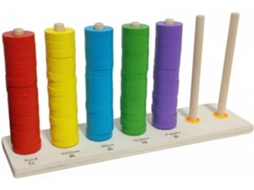 Brinquedo Educativo De Madeira Com Pinos, Empilhador Discos,