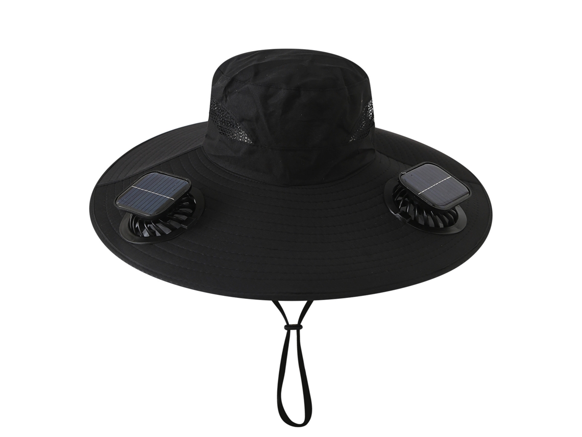 Chapéu de Sol Elétrico de Aba Larga com Ventilador MDUG (branco sujo)
