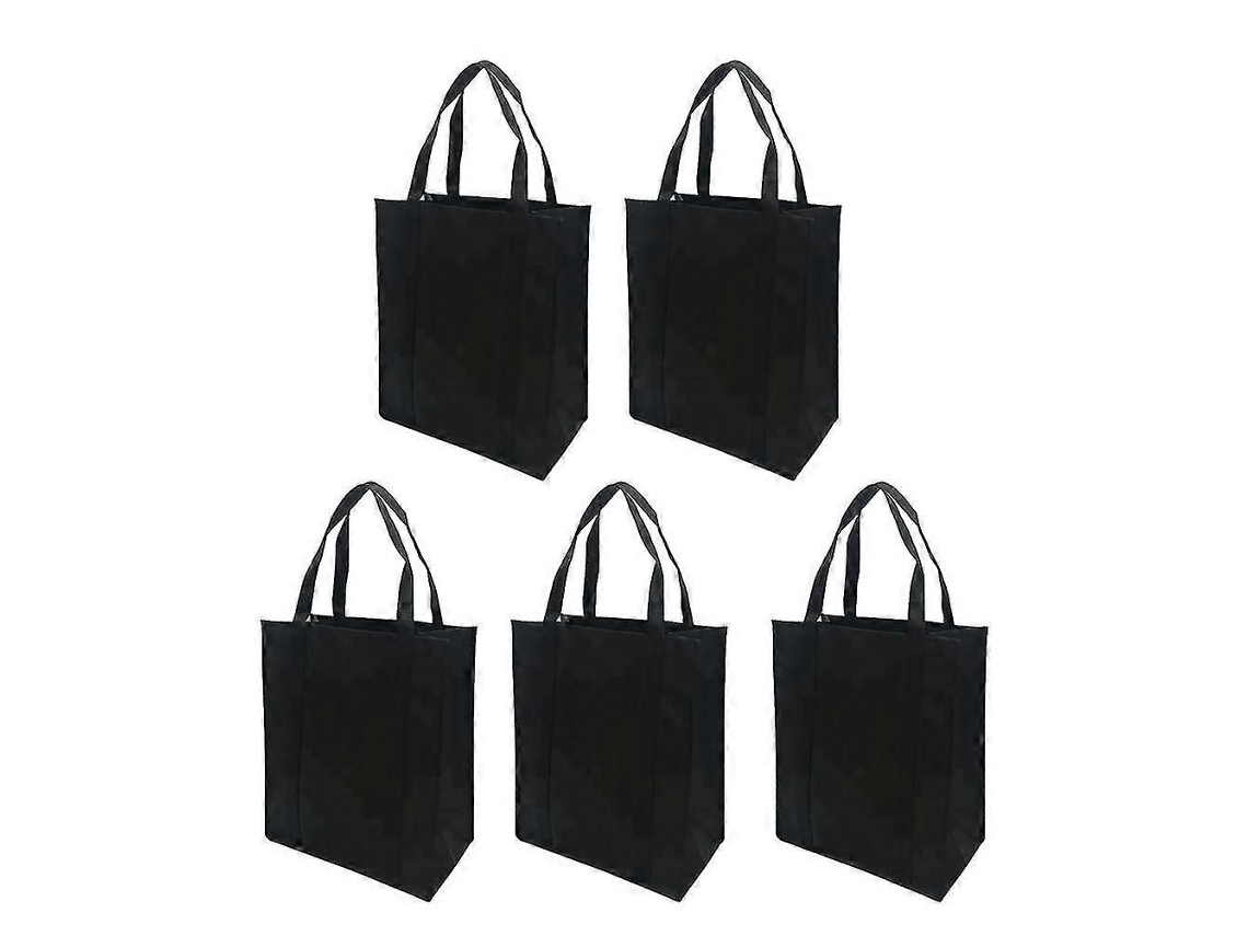 5pcs Tecidos Não tecidos Saco de Compras Dobrável Bolsa Reutilizável para Compras Ao Ar Livre Preto, 30x25x10cm GOKOCO
