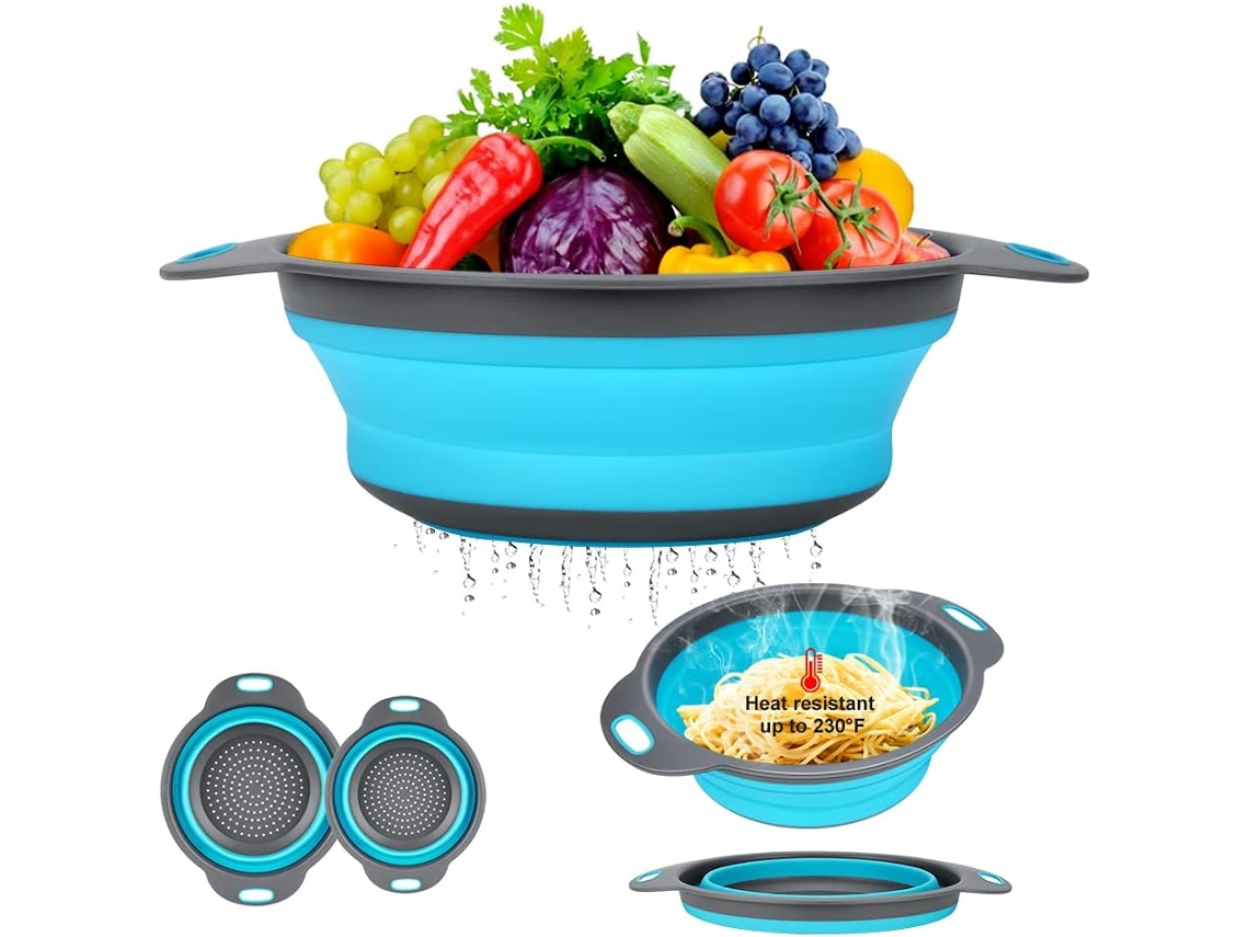 Conjunto De Escorredores Dobráveis, Inclui 2 De Cozinha Redondos De Silicone, Um Grande E Um Pequeno