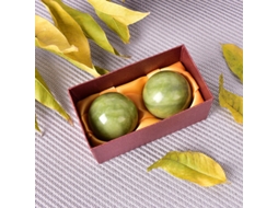 2 Peças Bola De Massagem De Jade Natural Com Cabo Manual Para Estresse