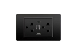 Laxiscreed Tomada De 6 Furos Com Portas Usb E Type-c, Estilo Tailandês, Preto, Design Compacto E Funcional
