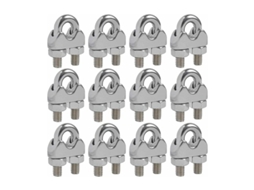 Conjunto De 12 Abraçadeiras Para Cabos Aço, Modelo M4, Tipo U, Aço Inoxidável 304 Com Diâmetro 4 Mm.-aquaforge