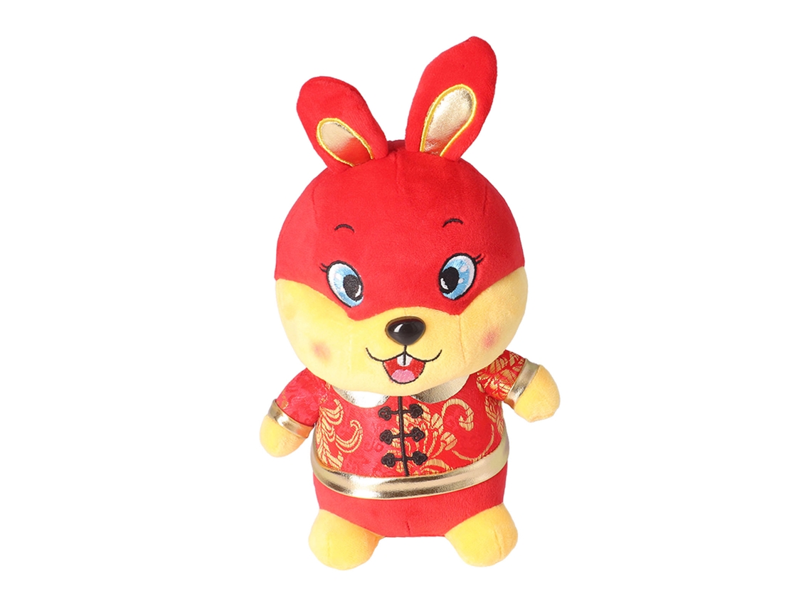 Ats juguete de Conejo Relleno de Año Nuevo, Muñeco de Peluche Suave Vermelho, Decoração Bonita para Crianças e Adultos, 7.9 Polegadas