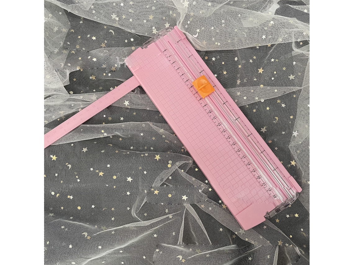 Mini cortador de papel dobrável pequeno em aço carbono sem lâminas de serra para scrapbooking rosa