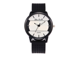 Reloj De Pulsera Redondo De Cuarzo Con Correa De Silicona Y Agujas Coloridas (blanco)
