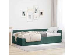 Vidaxl Estrutura De Cama De Canto Com Colchão 2 Unid. Verde Veludo