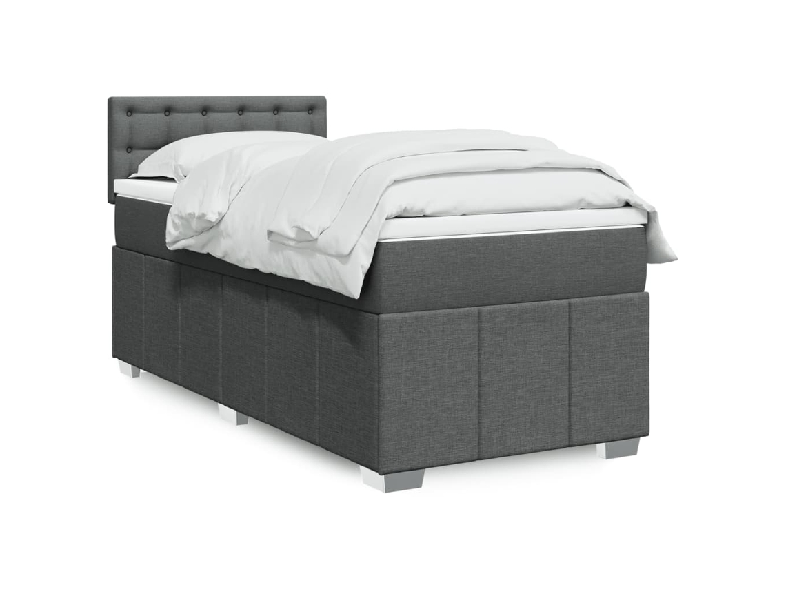 Vidaxl Cama Com Molas/colchão 80x200 Cm Tecido Cinzento-escuro