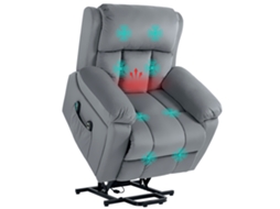 Cadeira Elevadora para Pessoas com 8 Pontos de Massagem, Controle Remoto e Bolso Lateral Cinza Ge