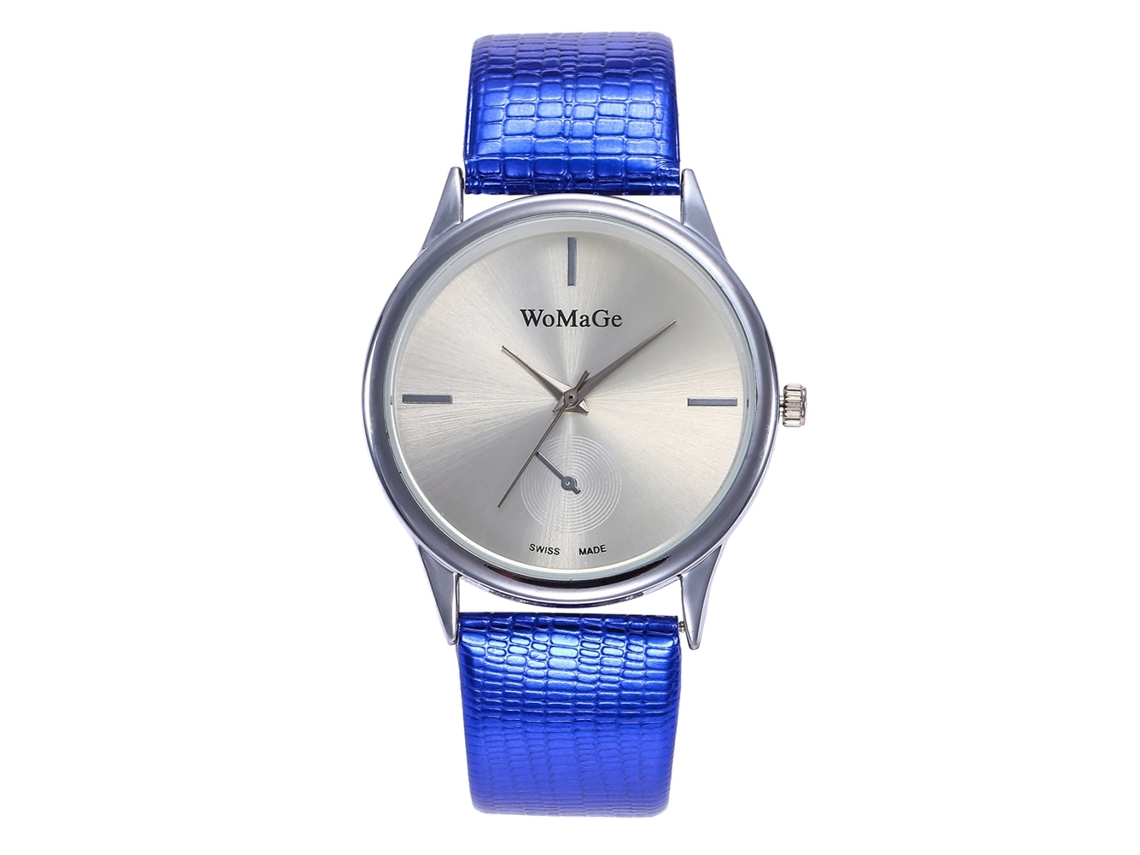 Relógio de Pulso Analógico de Quartzo com Dial Redondo Fashion para Mulheres e Homens (azul)