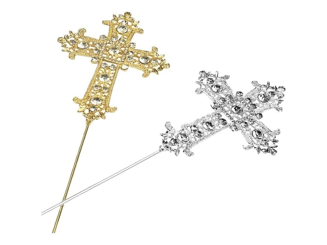 Decora Seu Pastel Com Um Topper De Cruz De Metal Para Casamentos, Aniversários E Festas, Cor Aleatória