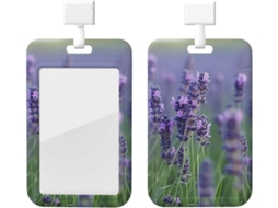 Porta Crachá Com Estampa Floral Roxa E Cordão, Capa Plástica Impermeável Crachás, Estojo Protetor Enfermeiros