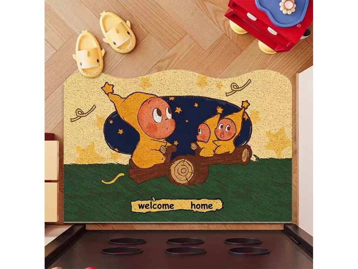 Tapete De Entrada 40x60cm Antiderrapante E Lavável, Design Desenho Animado Welcome Home Para Casa