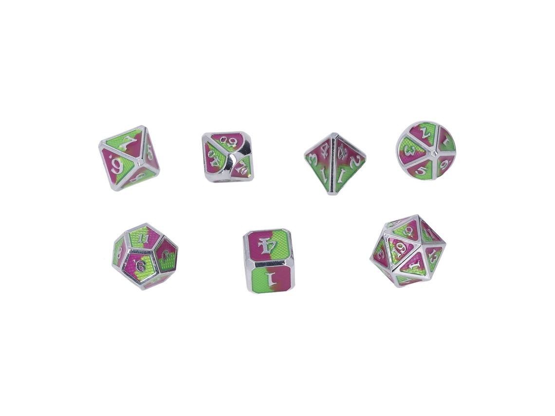 Primerox conjunto de 7 Dados Metal Poliédricos Liga Diferentes Formas para Jogos de Mesa e Festas