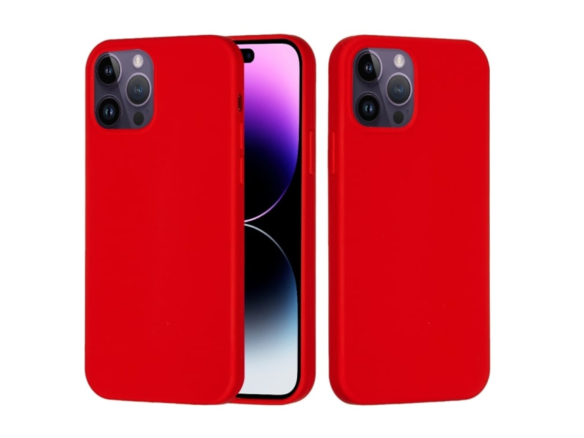 Capa De Silicone Para Iphone 14 Pro - Cor Sólida, Proteção Fina E Antiaderente - Vermelha