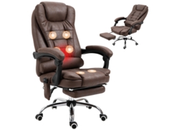 Cadeira De Cm, Escritório Com Controle Remoto E 6 Pontos De Massagem, Em Tecido Com Efeito Linho, 67x79x111-121 Marrom