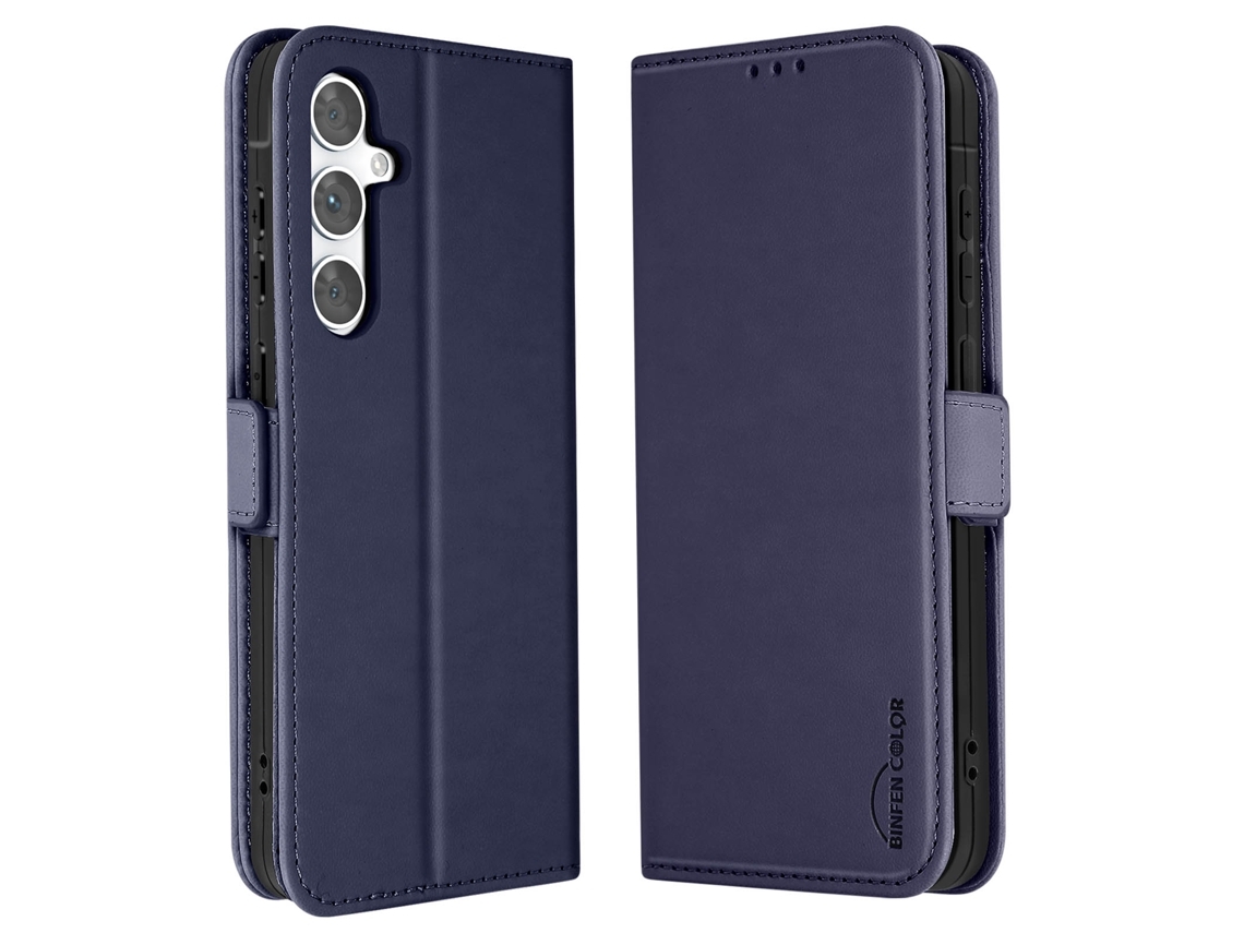 Capa Capinha Abas Duplo Para Samsung Galaxy S24 Ushion Pele Magnética Azul