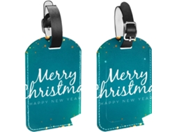 Conjunto De 2 Etiquetas Bagagem Em Couro Sintético Com A Inscrição Feliz Natal