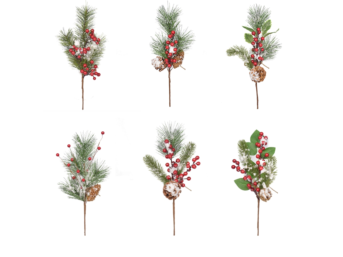 Laxiscreed Ramos Artificiais De Natal, Pack De 6 Flores Decorativas Para Decoração Festiva