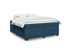 Vidaxl Cama Com Molas/colchão 180x200 Cm Veludo Azul-escuro
