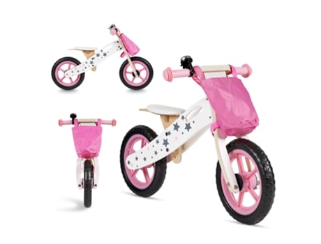 Bicicleta Montessori Sem Pedais Leve e com Assento e Campainha Ajustáveis Bicicleta de 2 Rodas Feita de Madeira. BUDDY BABY