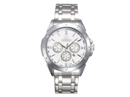 Relógio masculino de pulso com pulseira de aço inoxidável, relógio de quartzo branco redondo