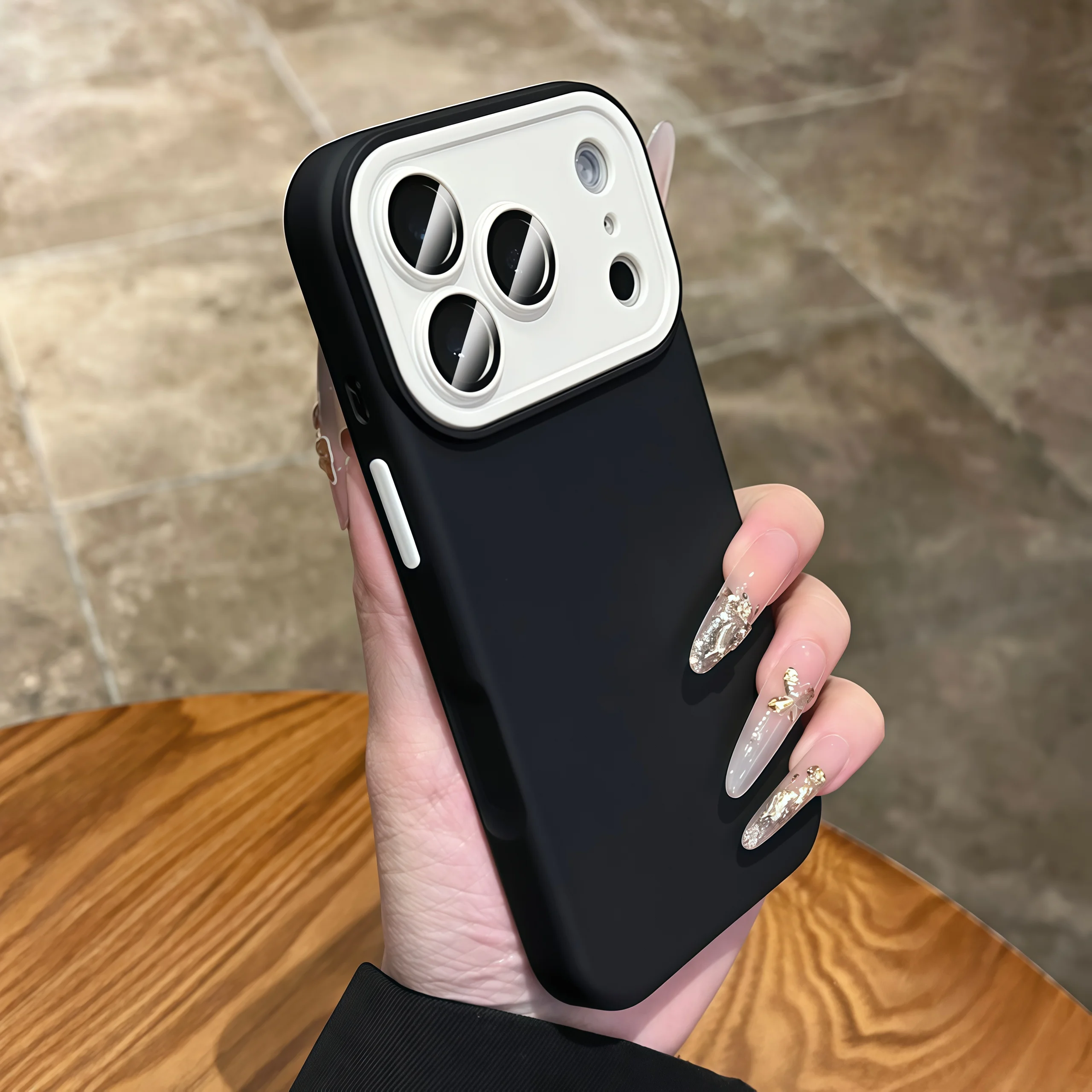 Capa Protetora Para Câmera (iphone 17 Pro Max Preto), Capa De Silicone Macia Fosca À Prova De Choque.